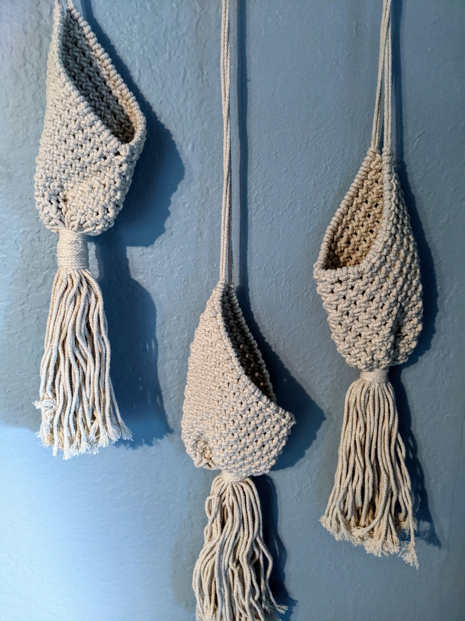 Hand-Made Triple Macrame Plant Hanger-Perfect for 3 Inch Pots, Succulents, Small Plants, Candles and More